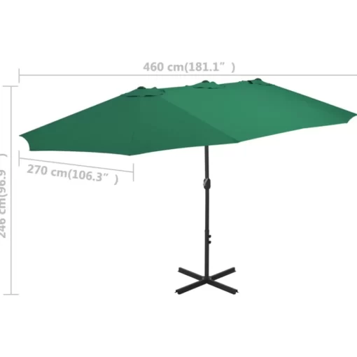 vidaXL Lawn & Garden* Outdoor Parasol With Aluminum Pole 181.1"X106.3" Green