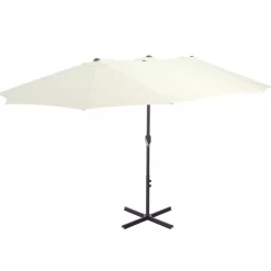 vidaXL Lawn & Garden* Outdoor Parasol With Aluminum Pole 181.1"X106.3" Sand