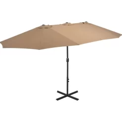 vidaXL Lawn & Garden* Outdoor Parasol With Aluminum Pole 181.1"X106.3" Taupe