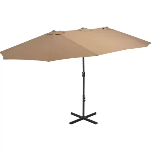 vidaXL Lawn & Garden* Outdoor Parasol With Aluminum Pole 181.1"X106.3" Taupe