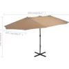 vidaXL Lawn & Garden* Outdoor Parasol With Aluminum Pole 181.1