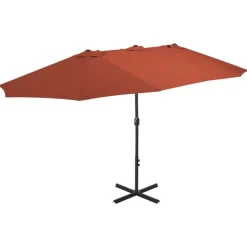 vidaXL Lawn & Garden* Outdoor Parasol With Aluminum Pole 181.1"X106.3" Terracotta