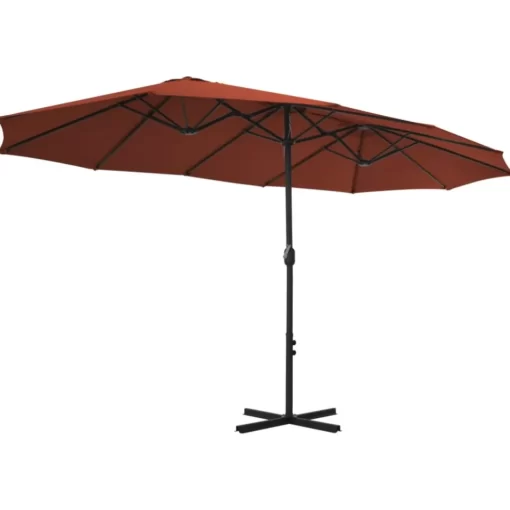 vidaXL Lawn & Garden* Outdoor Parasol With Aluminum Pole 181.1"X106.3" Terracotta