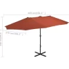 vidaXL Lawn & Garden* Outdoor Parasol With Aluminum Pole 181.1