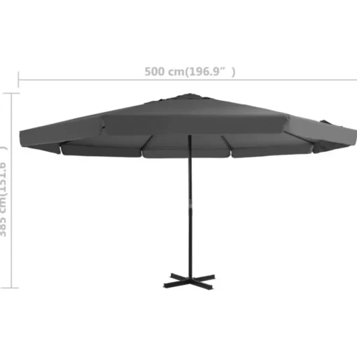 vidaXL Lawn & Garden* Outdoor Parasol With Aluminum Pole 196.9" Anthracite