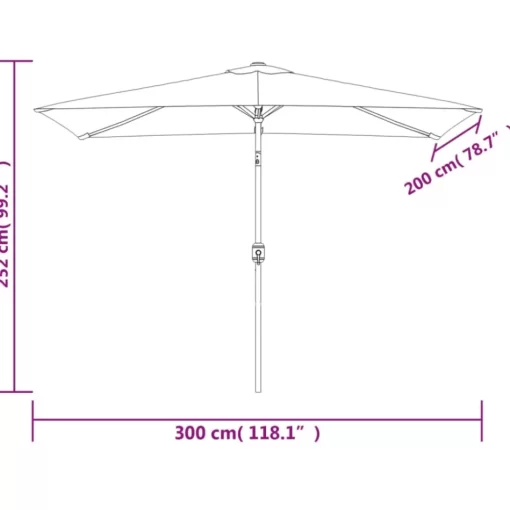 vidaXL Lawn & Garden* Outdoor Parasol With Metal Pole 118.1"X78.7" Anthracite