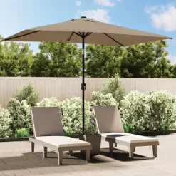 vidaXL Lawn & Garden* Outdoor Parasol With Metal Pole 118.1"X78.7" Taupe