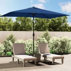 vidaXL Lawn & Garden* Outdoor Parasol With Metal Pole 118"X78.7" Azure