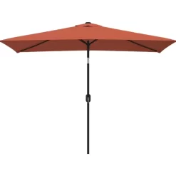 vidaXL Lawn & Garden* Outdoor Parasol With Metal Pole 118"X78.7" Terracotta