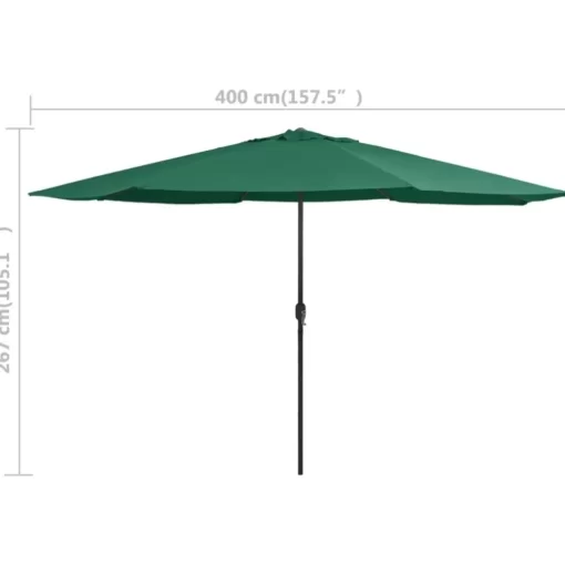 vidaXL Lawn & Garden* Outdoor Parasol With Metal Pole 157.5" Green