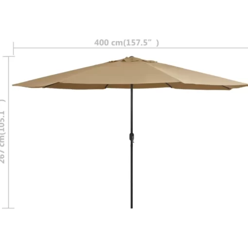 vidaXL Lawn & Garden* Outdoor Parasol With Metal Pole 157.5" Taupe