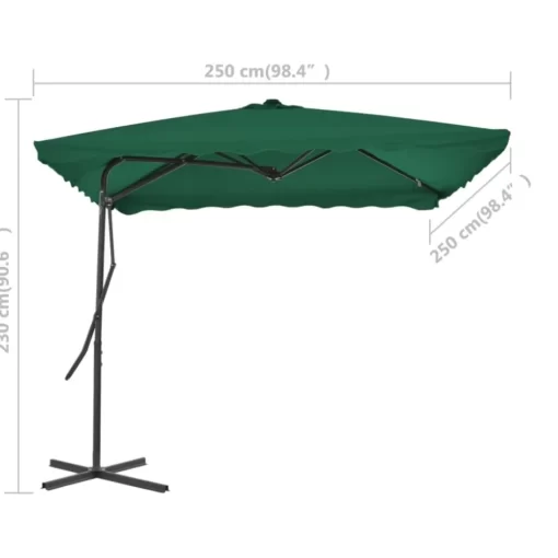 vidaXL Lawn & Garden* Outdoor Parasol With Steel Pole 98.4"X98.4" Green