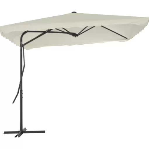 vidaXL Lawn & Garden* Outdoor Parasol With Steel Pole 98.4"X98.4" Sand