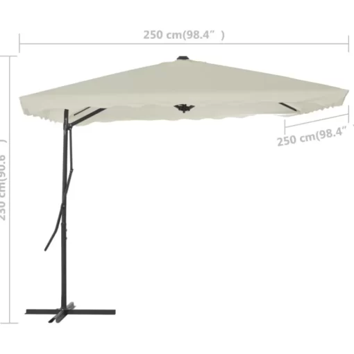 vidaXL Lawn & Garden* Outdoor Parasol With Steel Pole 98.4"X98.4" Sand