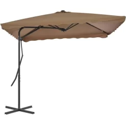 vidaXL Lawn & Garden* Outdoor Parasol With Steel Pole 98.4"X98.4" Taupe