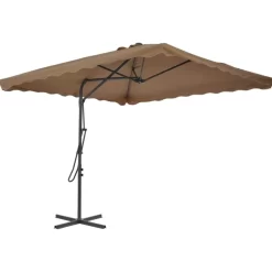 vidaXL Lawn & Garden* Outdoor Parasol With Steel Pole 98.4"X98.4" Taupe