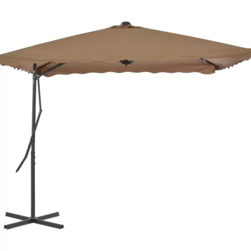 vidaXL Lawn & Garden* Outdoor Parasol With Steel Pole 98.4"X98.4" Taupe