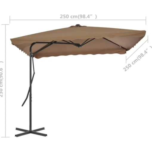 vidaXL Lawn & Garden* Outdoor Parasol With Steel Pole 98.4"X98.4" Taupe