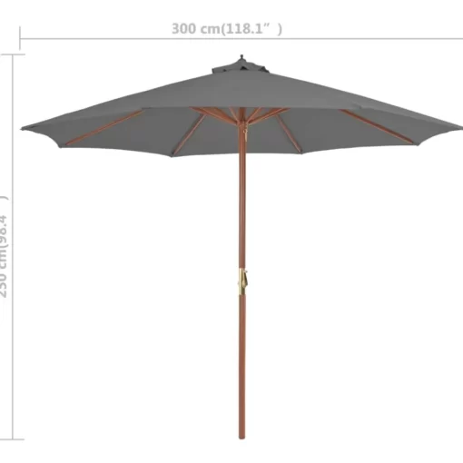 vidaXL Lawn & Garden* Outdoor Parasol With Wooden Pole 118.1" Anthracite