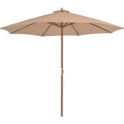 vidaXL Lawn & Garden* Outdoor Parasol With Wooden Pole 118.1" Taupe