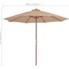 vidaXL Lawn & Garden* Outdoor Parasol With Wooden Pole 118.1