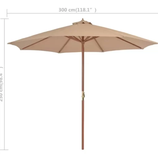 vidaXL Lawn & Garden* Outdoor Parasol With Wooden Pole 118.1" Taupe