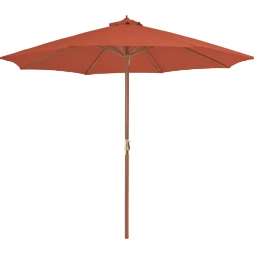 vidaXL Lawn & Garden* Outdoor Parasol With Wooden Pole 118.1" Terracotta