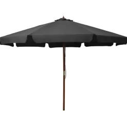 vidaXL Lawn & Garden* Outdoor Parasol With Wooden Pole 129.9" Anthracite