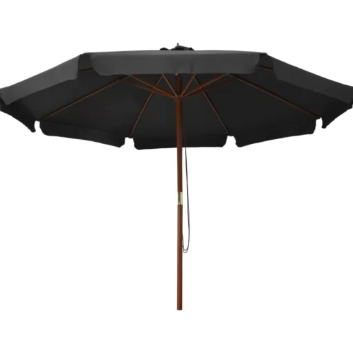 vidaXL Lawn & Garden* Outdoor Parasol With Wooden Pole 129.9" Anthracite