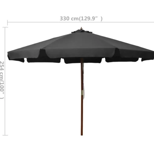 vidaXL Lawn & Garden* Outdoor Parasol With Wooden Pole 129.9" Anthracite