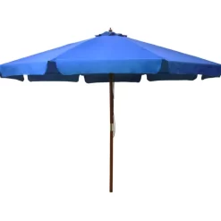 vidaXL Lawn & Garden* Outdoor Parasol With Wooden Pole 129.9" Azure