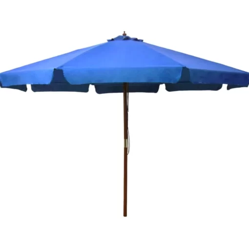 vidaXL Lawn & Garden* Outdoor Parasol With Wooden Pole 129.9" Azure