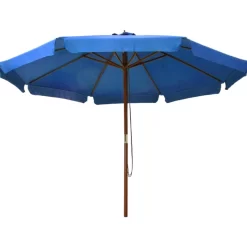 vidaXL Lawn & Garden* Outdoor Parasol With Wooden Pole 129.9" Azure