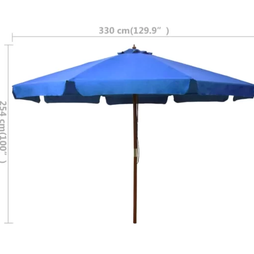 vidaXL Lawn & Garden* Outdoor Parasol With Wooden Pole 129.9" Azure