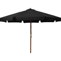 vidaXL Lawn & Garden* Outdoor Parasol With Wooden Pole 129.9" Black