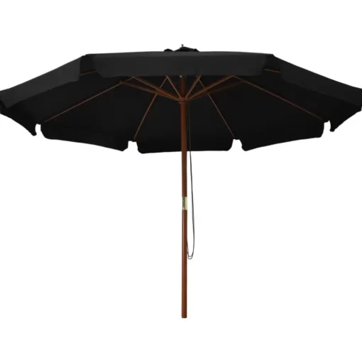 vidaXL Lawn & Garden* Outdoor Parasol With Wooden Pole 129.9" Black