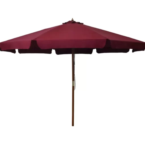 vidaXL Lawn & Garden* Outdoor Parasol With Wooden Pole 129.9" Burgundy