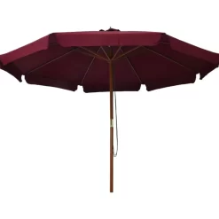 vidaXL Lawn & Garden* Outdoor Parasol With Wooden Pole 129.9" Burgundy