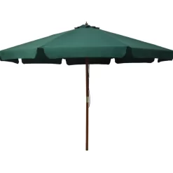 vidaXL Lawn & Garden* Outdoor Parasol With Wooden Pole 129.9" Green