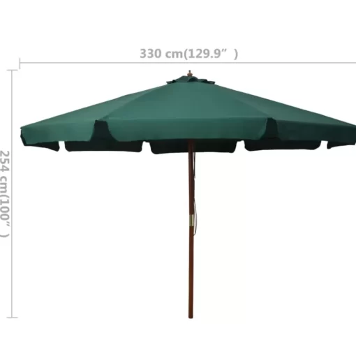 vidaXL Lawn & Garden* Outdoor Parasol With Wooden Pole 129.9" Green