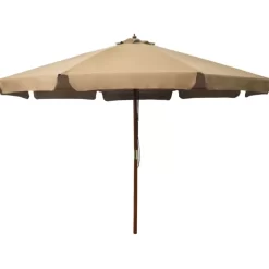 vidaXL Lawn & Garden* Outdoor Parasol With Wooden Pole 129.9" Taupe