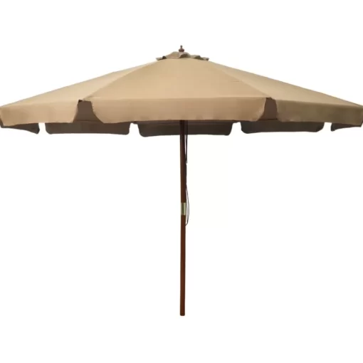 vidaXL Lawn & Garden* Outdoor Parasol With Wooden Pole 129.9" Taupe