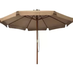 vidaXL Lawn & Garden* Outdoor Parasol With Wooden Pole 129.9" Taupe