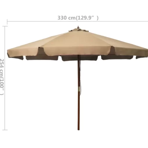 vidaXL Lawn & Garden* Outdoor Parasol With Wooden Pole 129.9" Taupe