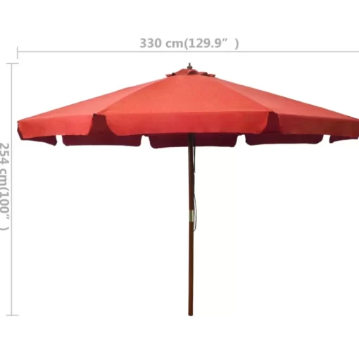 vidaXL Lawn & Garden* Outdoor Parasol With Wooden Pole 129.9" Terracotta