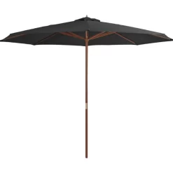 vidaXL Lawn & Garden* Outdoor Parasol With Wooden Pole 137.8" Anthracite