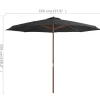 vidaXL Lawn & Garden* Outdoor Parasol With Wooden Pole 137.8