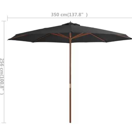 vidaXL Lawn & Garden* Outdoor Parasol With Wooden Pole 137.8" Anthracite