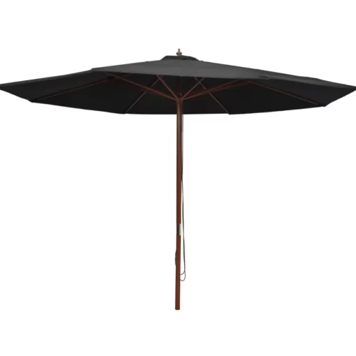 vidaXL Lawn & Garden* Outdoor Parasol With Wooden Pole 137.8" Black