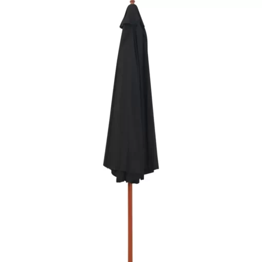 vidaXL Lawn & Garden* Outdoor Parasol With Wooden Pole 137.8" Black